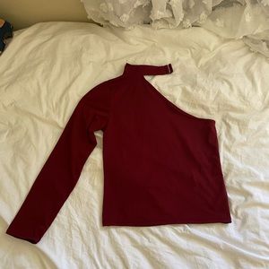 Retro Y2K Red One Shoulder Top / Off The Shoulder Blouse Long Sleeve